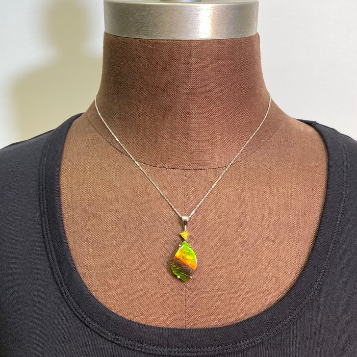ammolite and sapphire pendant