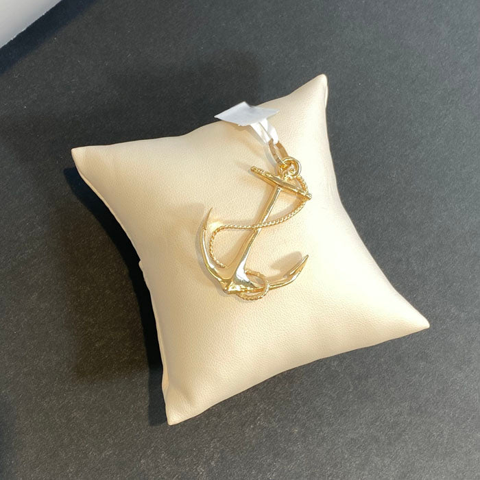 14k yellow gold anchor pendant with rope