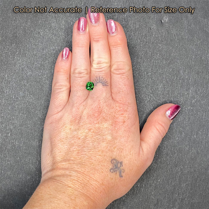 size of cushion tourmaline to hand 