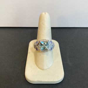 14k white gold aquamarine tanzanite diamond ring