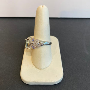 14k white gold aquamarine tanzanite diamond ring