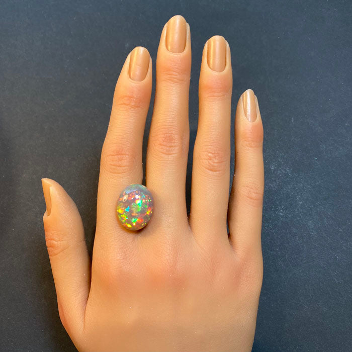 HIDDEN GEM Oval Cabochon Cut Ethiopian Black Opal 13.48 Carats