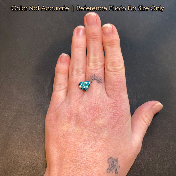 heart shape blue zircon gemstone size