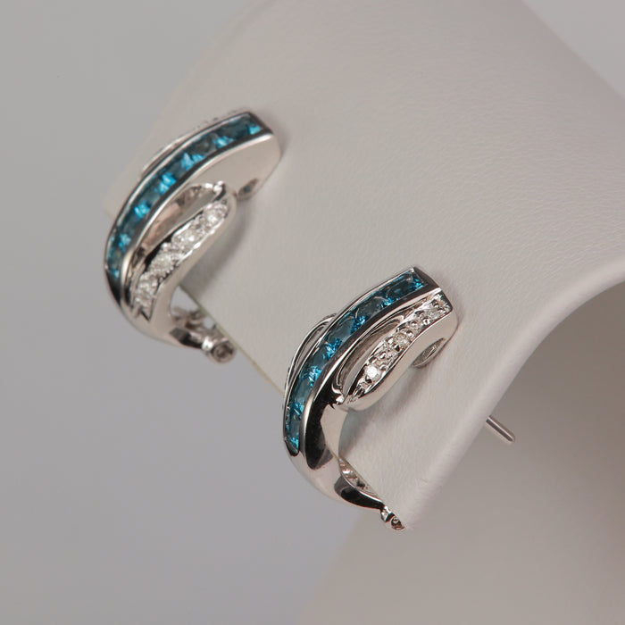 lever back white gold topaz and diamond earrings