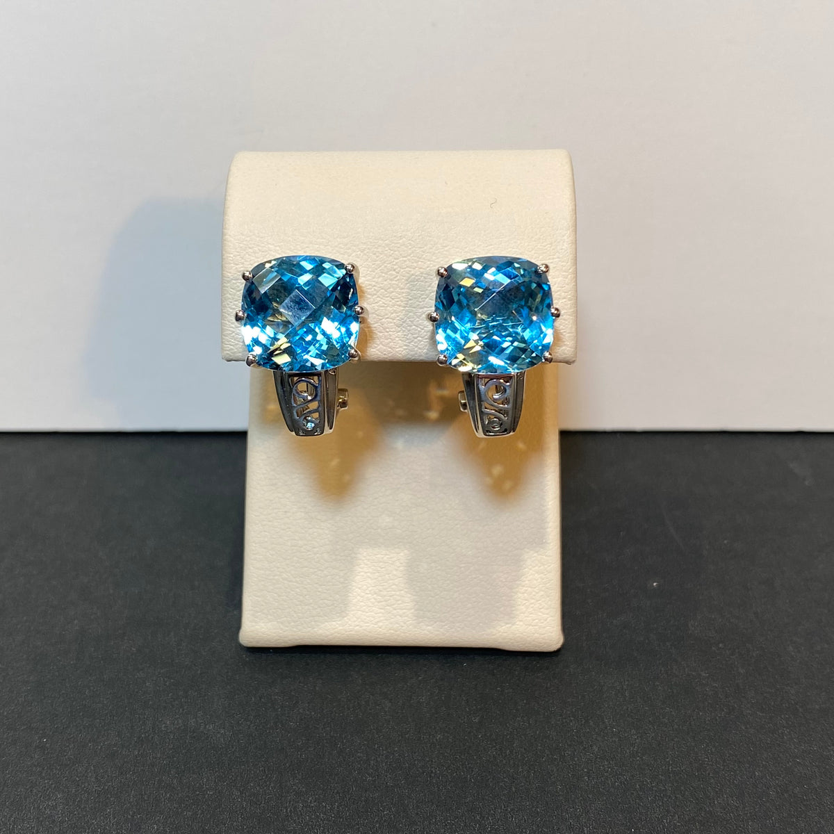 blue topaz earrings in sterling silver