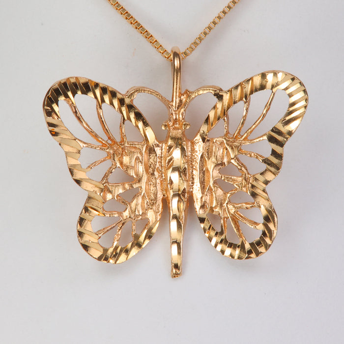 yellow gold estate butterfly pendant