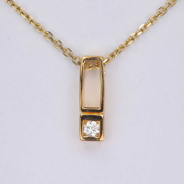 yellow gold diamond cut cable link necklace with diamond pendant