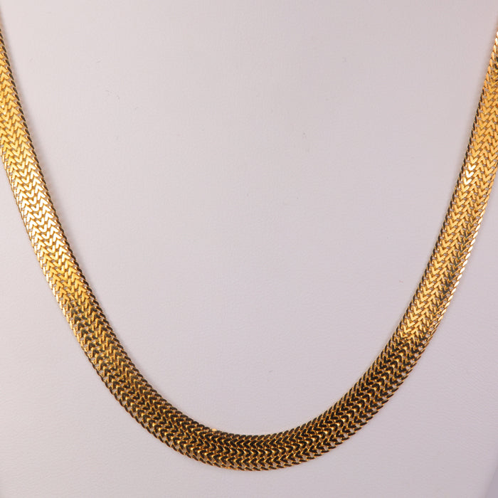 yellow gold chevron herringbone estate chain