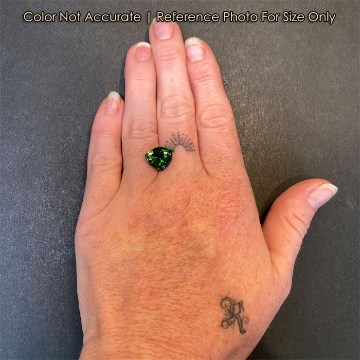 chrome tourmaline gemstone size to a hand