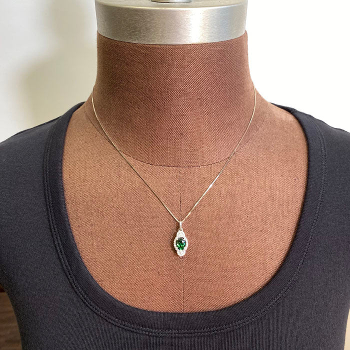 chrome tourmaline diamond pendant white gold