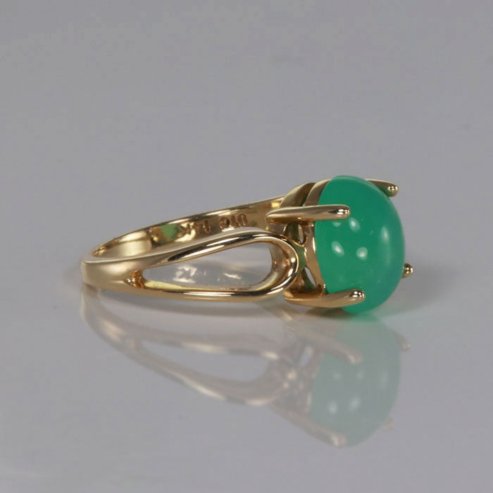 chrysophrase ring in yellow gold