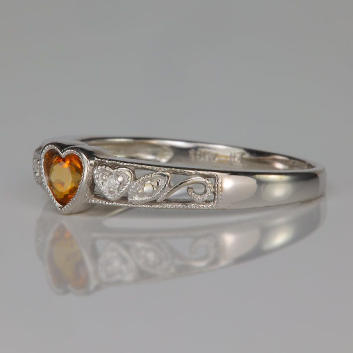 white gold citrine and diamond ring