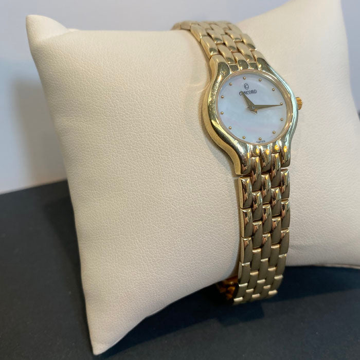 14k yellow gold mother of pearl concord watch