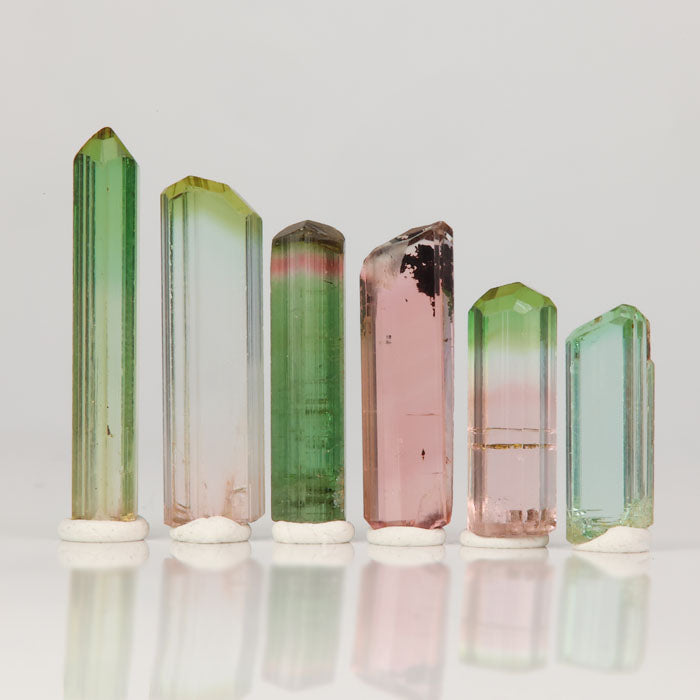 group of natural tourmalines