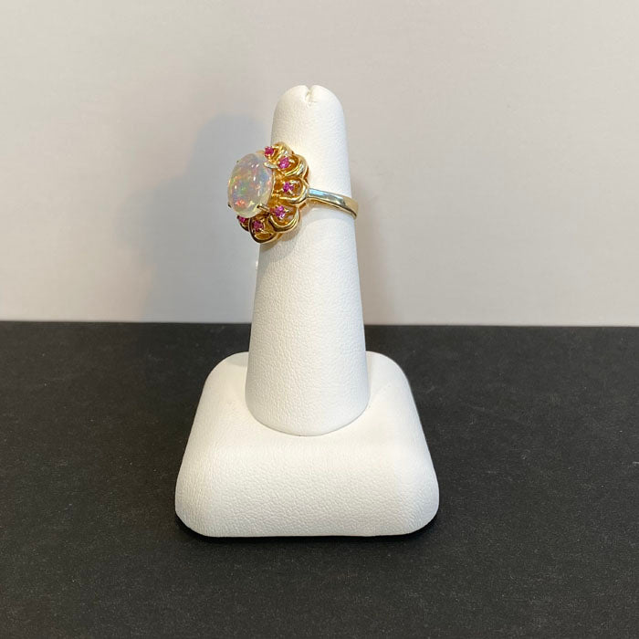mexican contra luz opal sapphire yellow gold ring