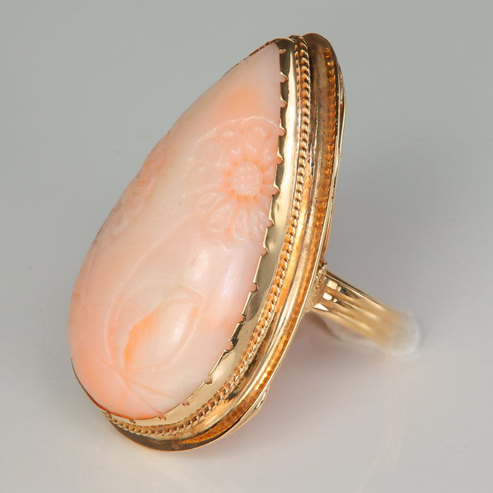 estate yellow gold coral ring