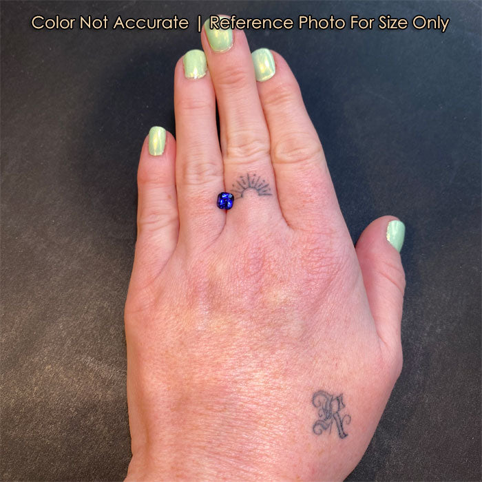 sapphire on hand cushion cut color changing