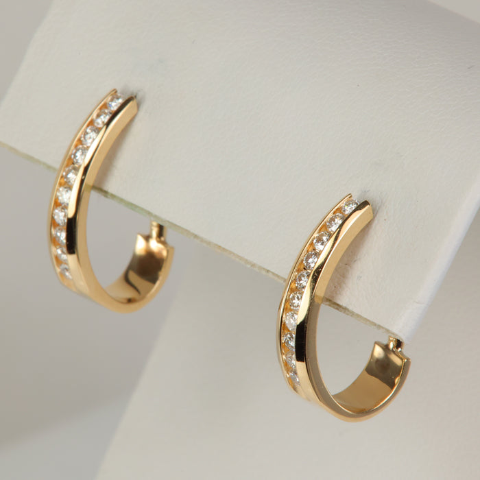 yellow gold diamond earrings with hinged backs 
