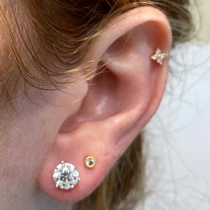 white gold and diamond stud earrings