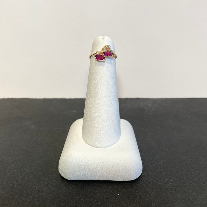 yellow gold double ruby ring marquise cut