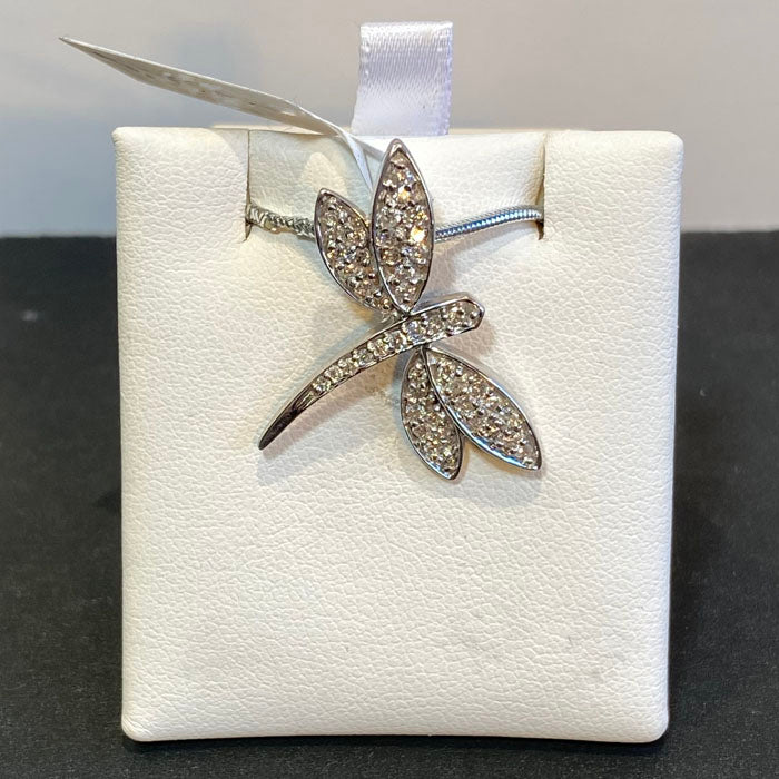 dragonfly white gold pendant diamonds