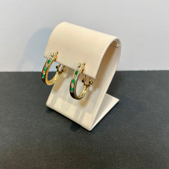 yellow gold emerald and diamond earrings