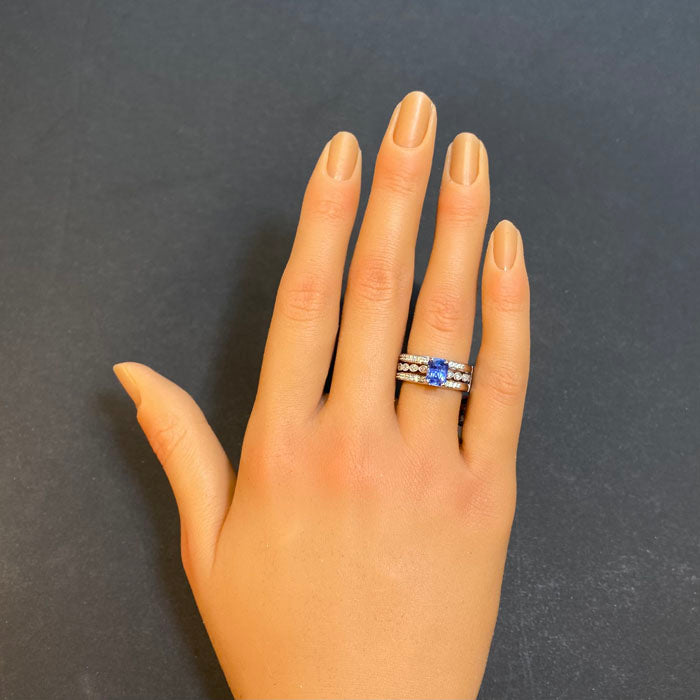 emerald cut sapphire ring white gold diamond bands