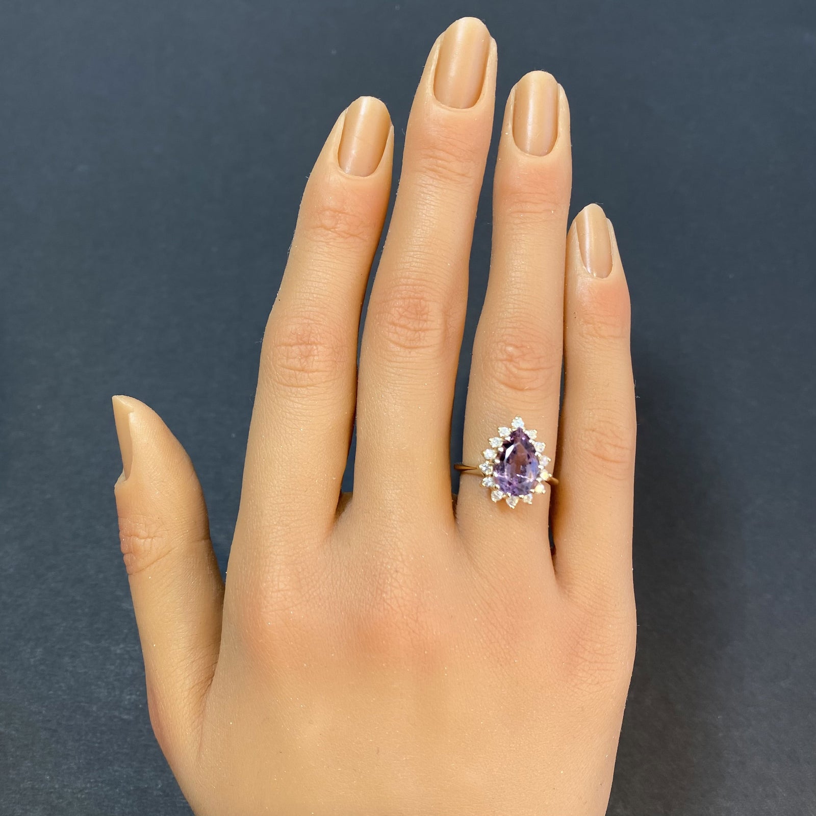 14k yellow gold amethyst diamond ring