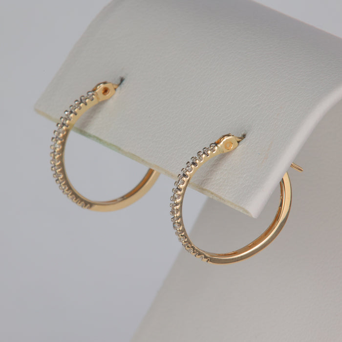 yellow gold estate diamond hoop earrings