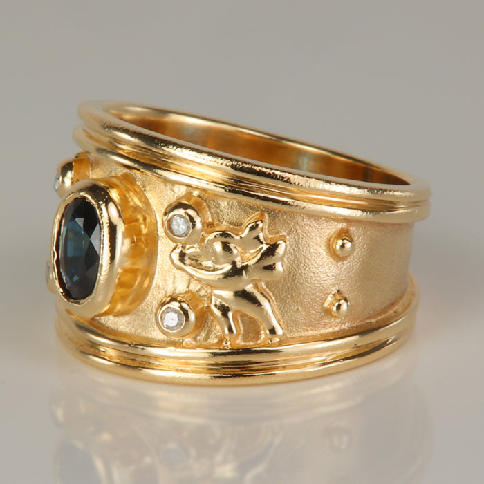 sapphire and diamond accent gold ring