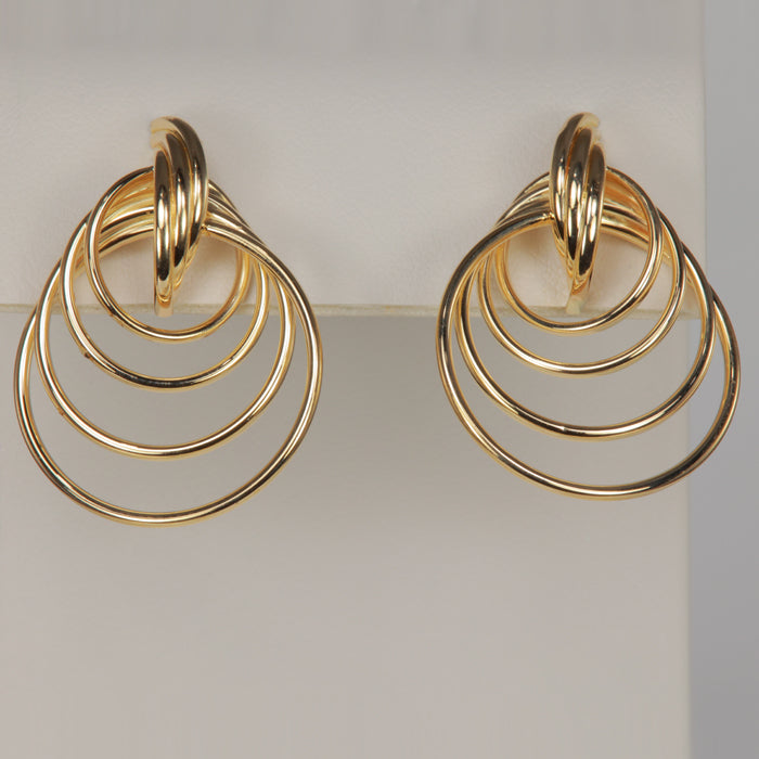 yellow gold estate earrings swirled loops 