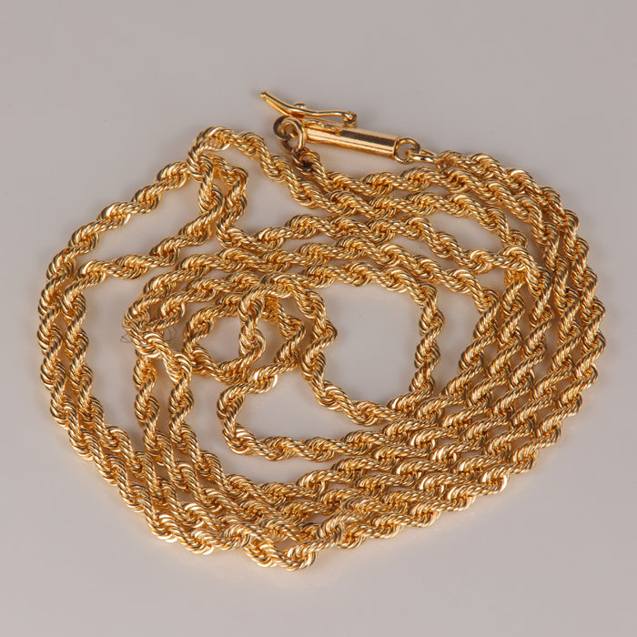 yellow gold estate chain rope link 