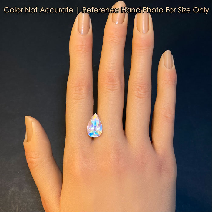 pear moonstone on hand faceted gemstone