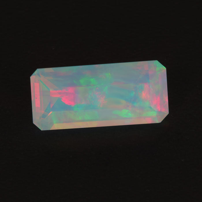emerald cut faceted opal