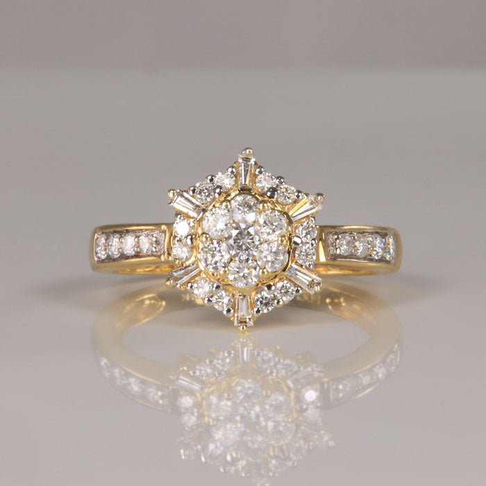 diamond ring in yellow gold engagement