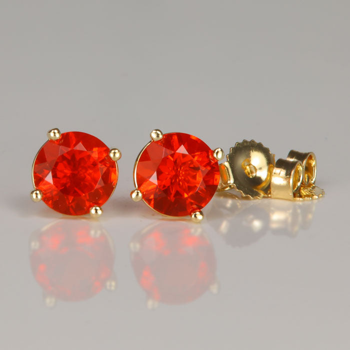 yellow gold fire opal stud earrings 