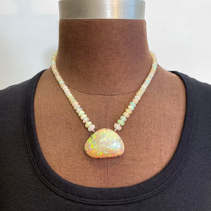 freeform opal cabochon rondelle necklace
