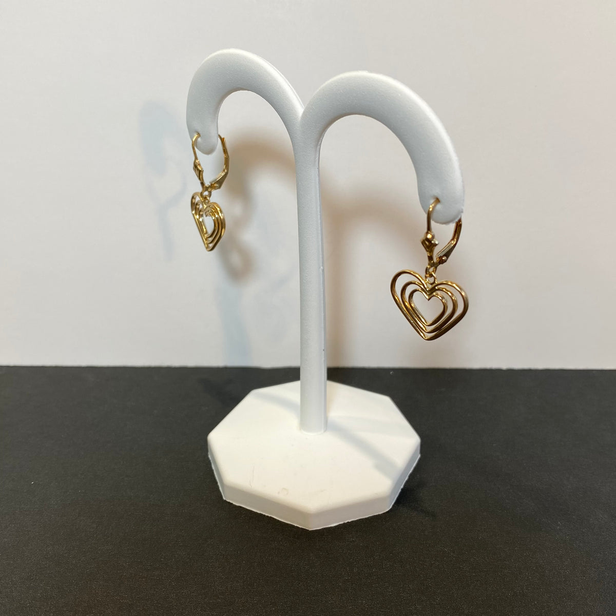 heart dangling earrings 14k