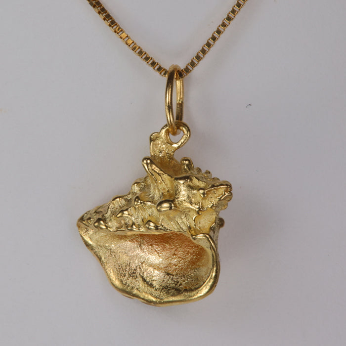 Large Gold Shell 14K Yellow Gold Conch Shell Pendant - Moriartys Gem Art