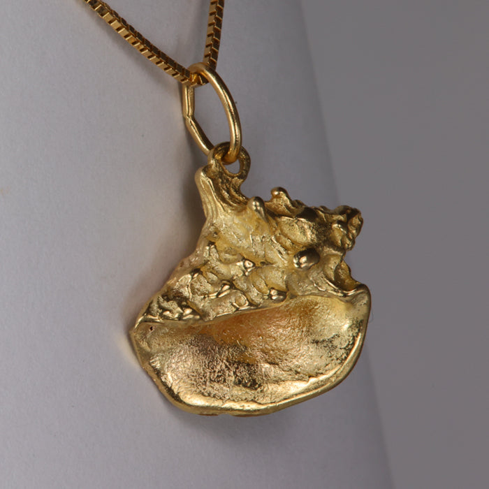 Large Gold Shell 14K Yellow Gold Conch Shell Pendant - Moriartys Gem Art