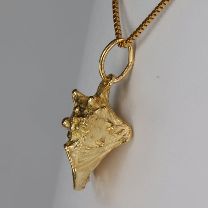 conch shell pendant in yellow gold