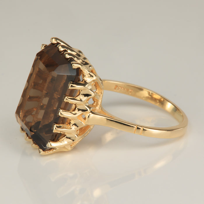 yellow gold smoky quartz estate ring
