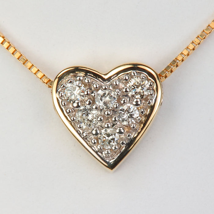 yellow gold diamond heart slide style pendant