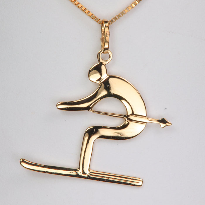 yellow gold skier pendant estate charm