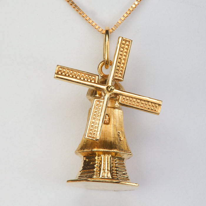 yellow gold spinning windmill pendant charm