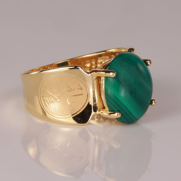 yellow gold malachite estate ring vintage