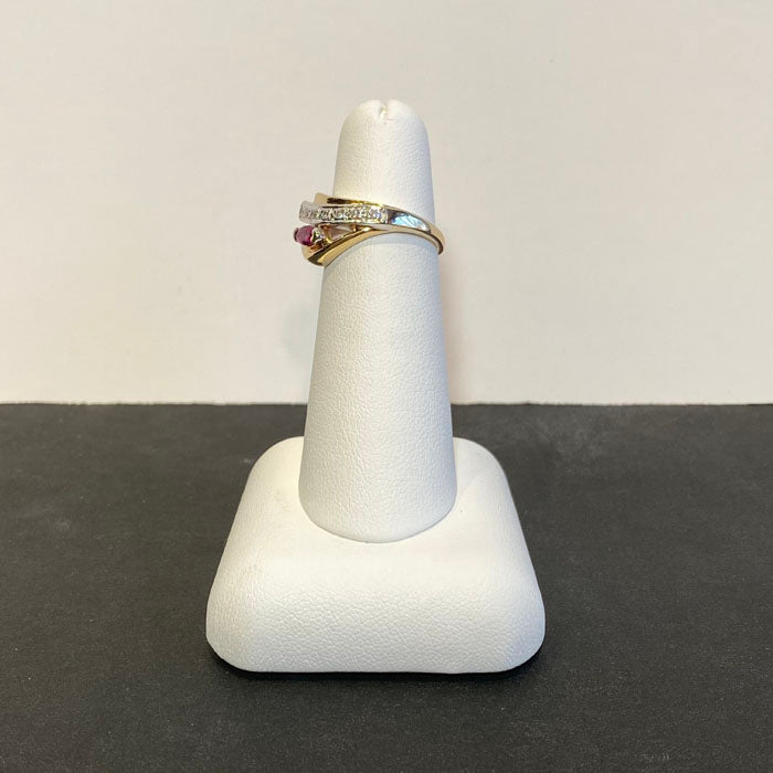 yellow gold marquise cut ruby diamonds ring