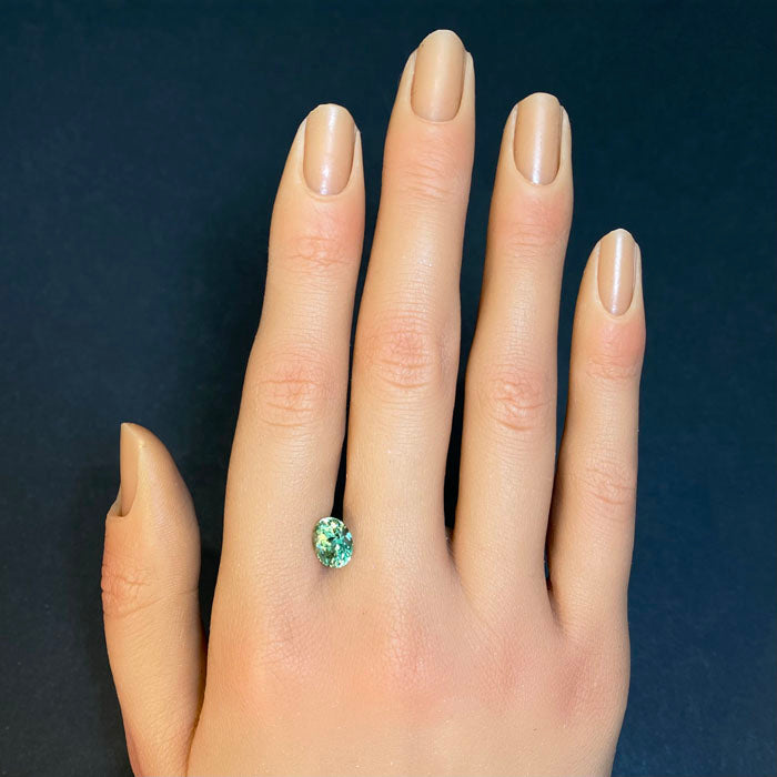 mint green garnet oval cut