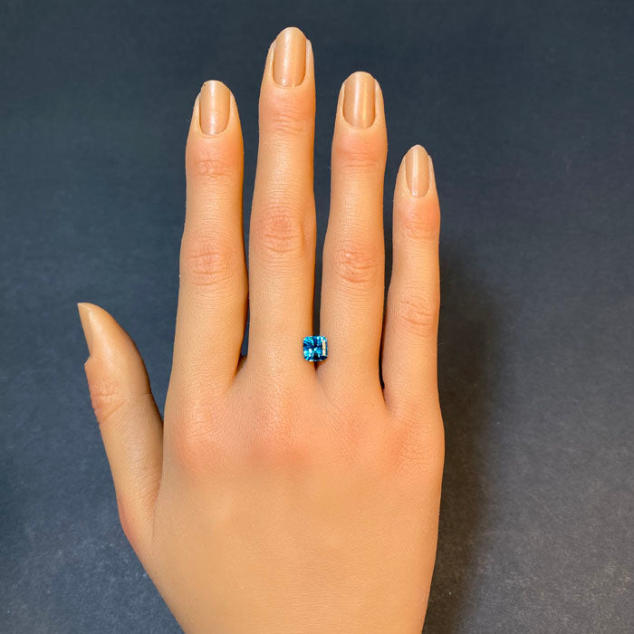 mixed square cut zircon gemstone greenish blue