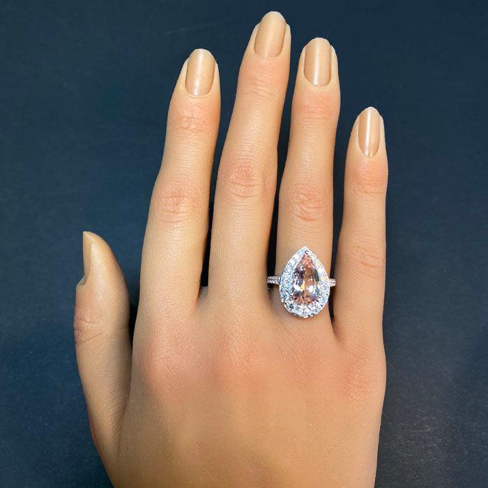 14K White Gold Morganite and Diamond Ring Carats By Steve Moriarty